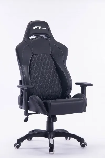 Bytezone Gaming stolica SHADOW, materijal PU Leather, multifunkcijski mehanizam za podešavanje za ugodno sjedenje, 3D podesivi naslon za ruku, boja Black, maksimalno opterećenje 180kg, dimenzije 72x71x127-137 cm 
